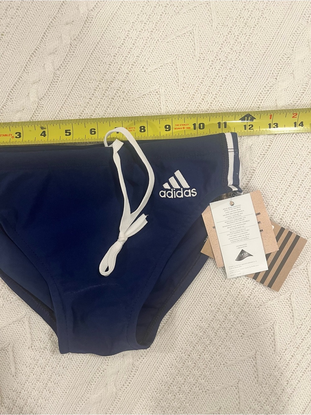 NWT Adidas Men's Swim Briefs Navy Blue White Striped Size 30 - Picture 3 of 8